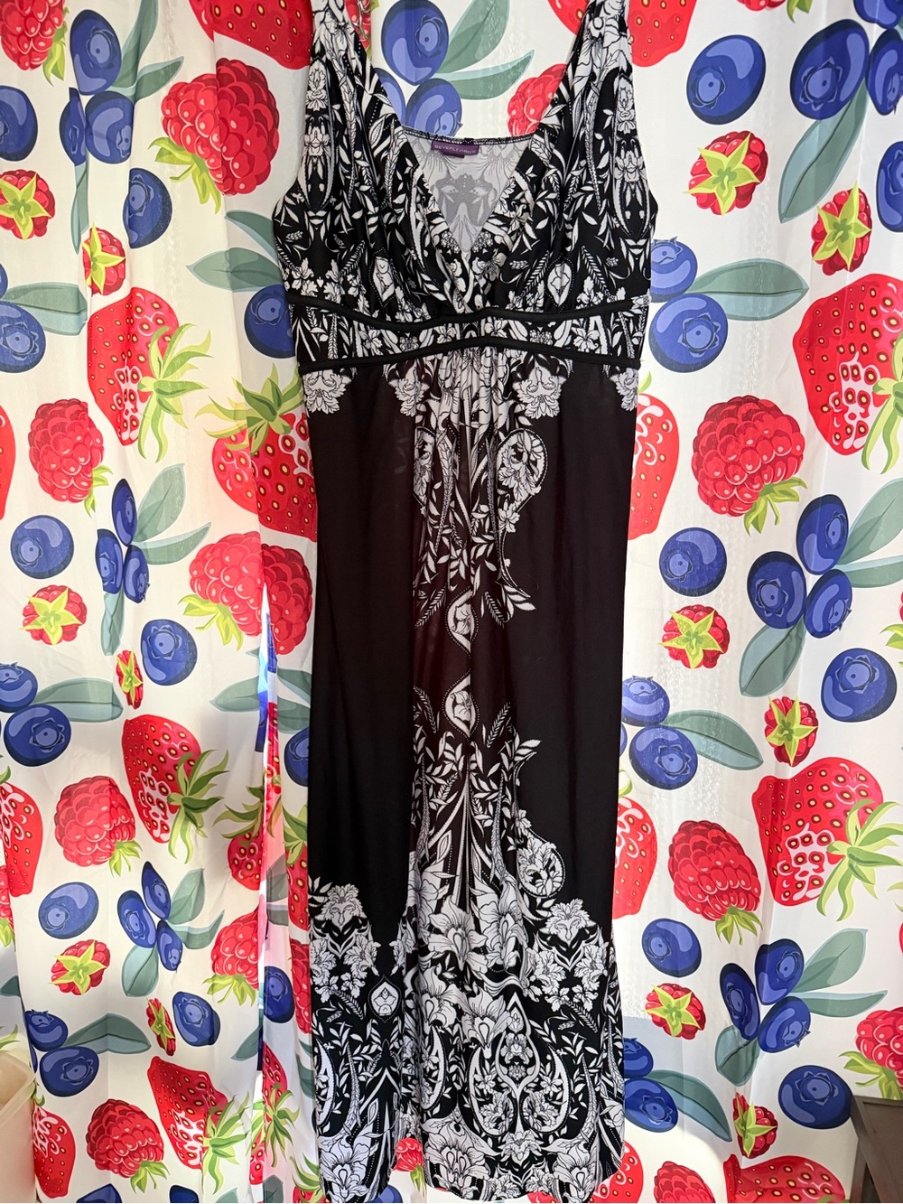 Black & White Floral Empire Waist Maxi Dress